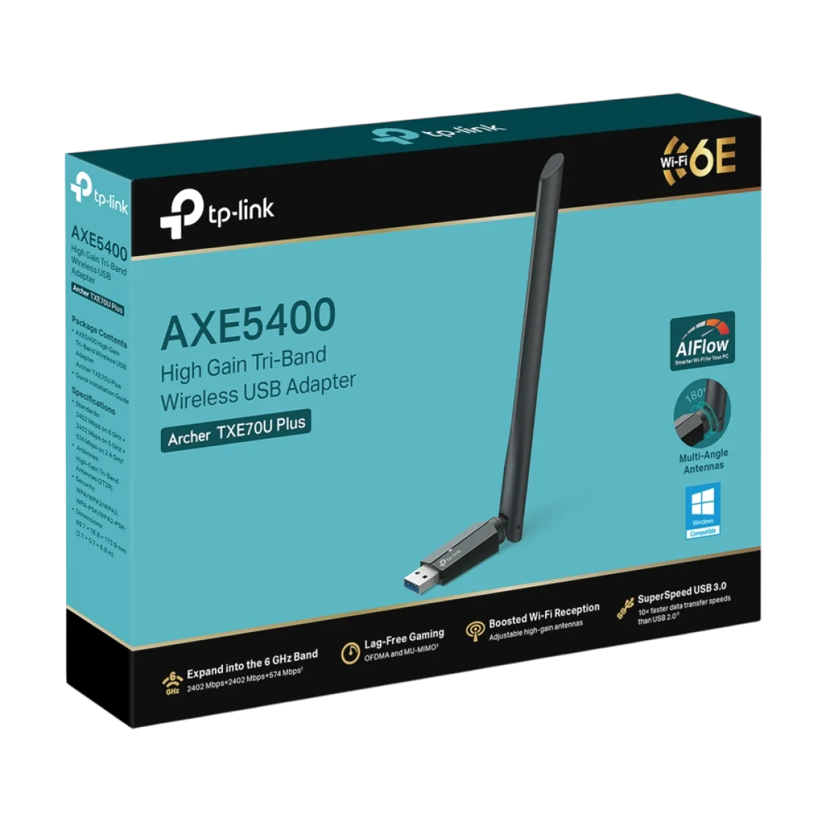 TP-Link Archer TXE70U Plus / AXE5400 USB-адаптер Wi-Fi 6E с антенной