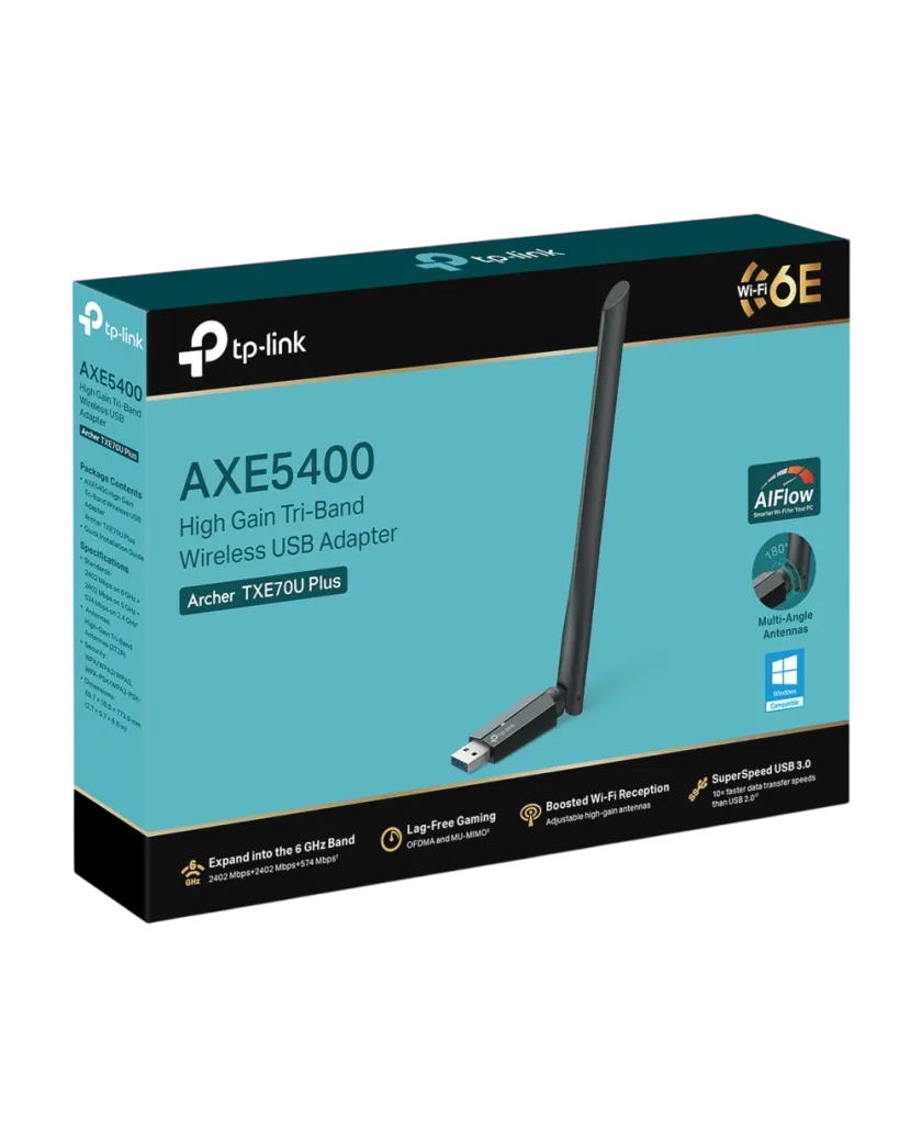 TP-Link Archer TXE70U Plus / AXE5400 USB-адаптер Wi-Fi 6E с антенной