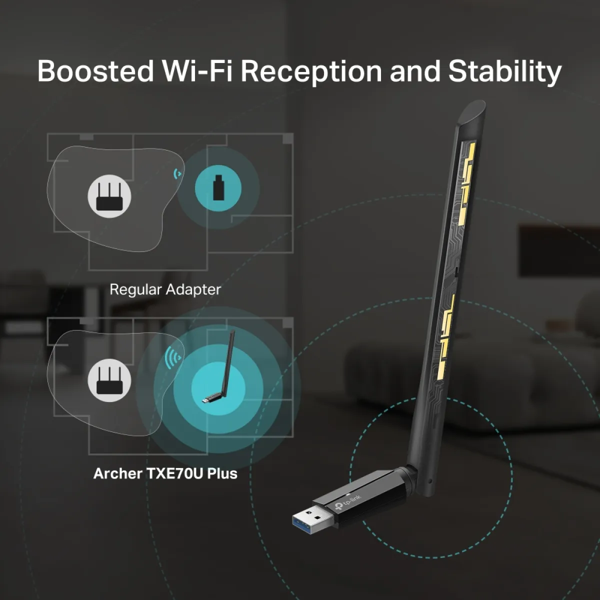 TP-Link Archer TXE70U Plus / AXE5400 USB-адаптер Wi-Fi 6E с антенной