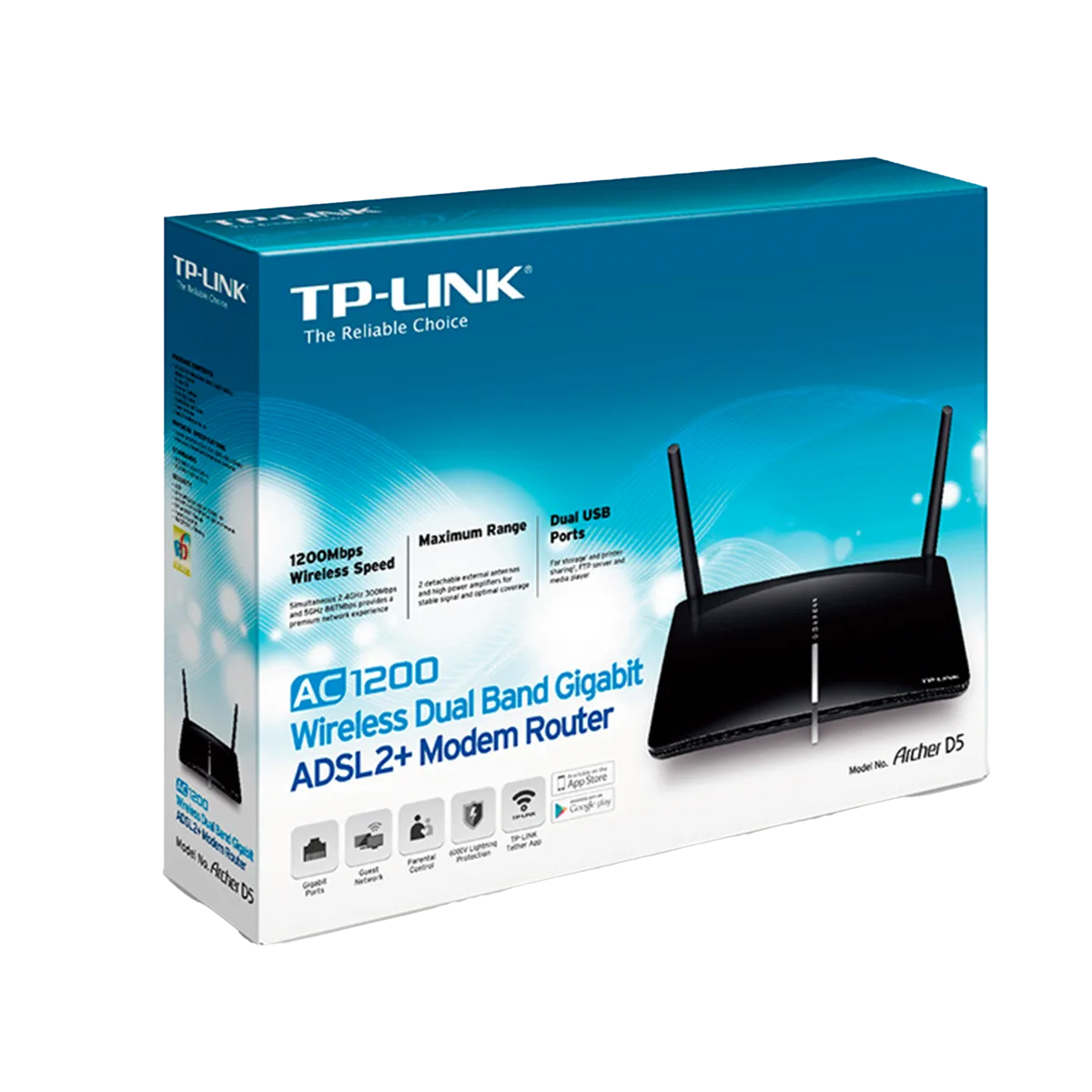 TP-Link Archer D5 / AC1200 Двухдиапазонный беспроводной гигабитный маршрутизатор со встроенным модемом ADSL2+