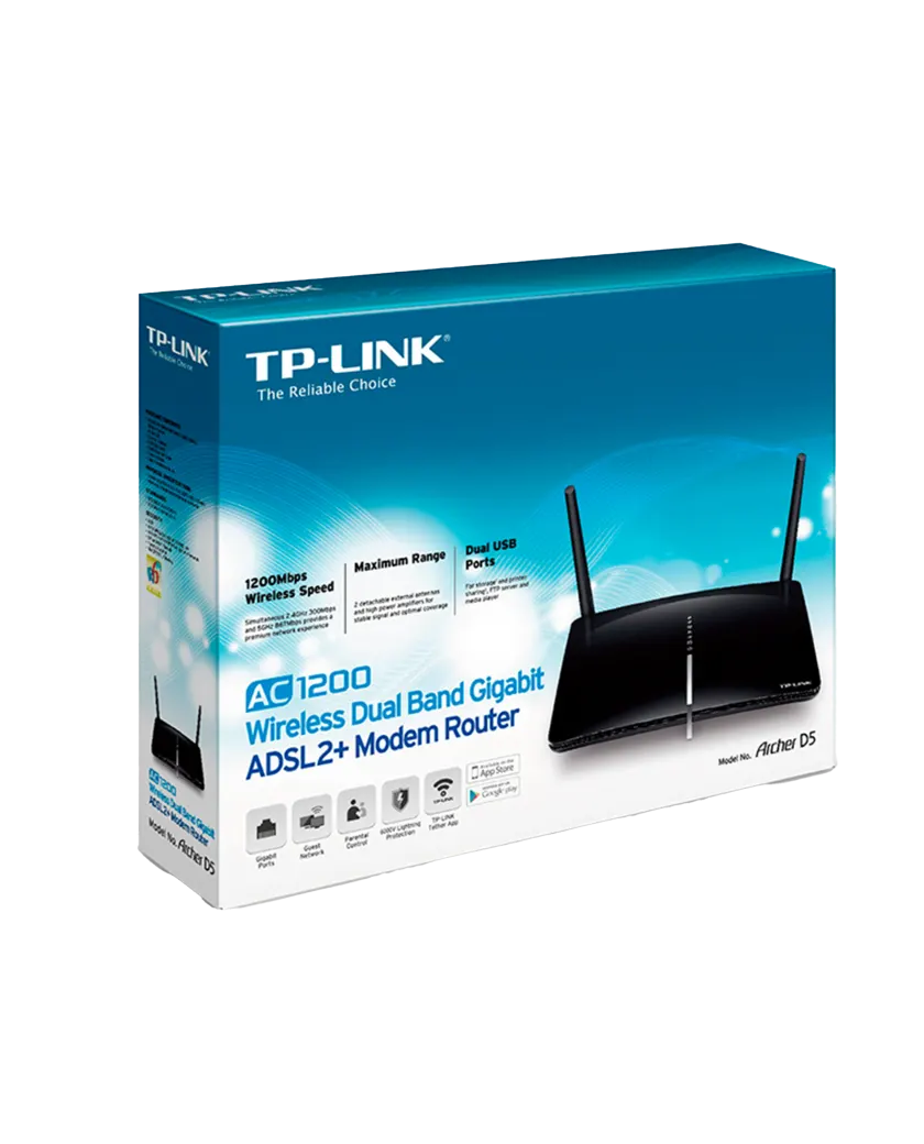 TP-Link Archer D5 / AC1200 Двухдиапазонный беспроводной гигабитный маршрутизатор со встроенным модемом ADSL2+