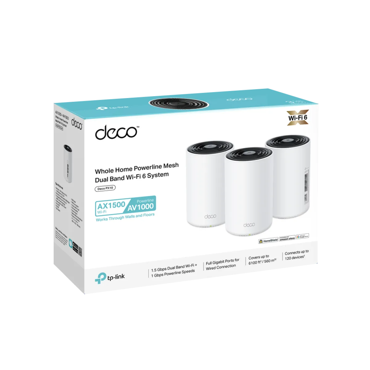 TP-Link Deco PX10 (3-Pack) / AX1500 + AV1000 Mesh-система Wi-Fi 6 с Powerline