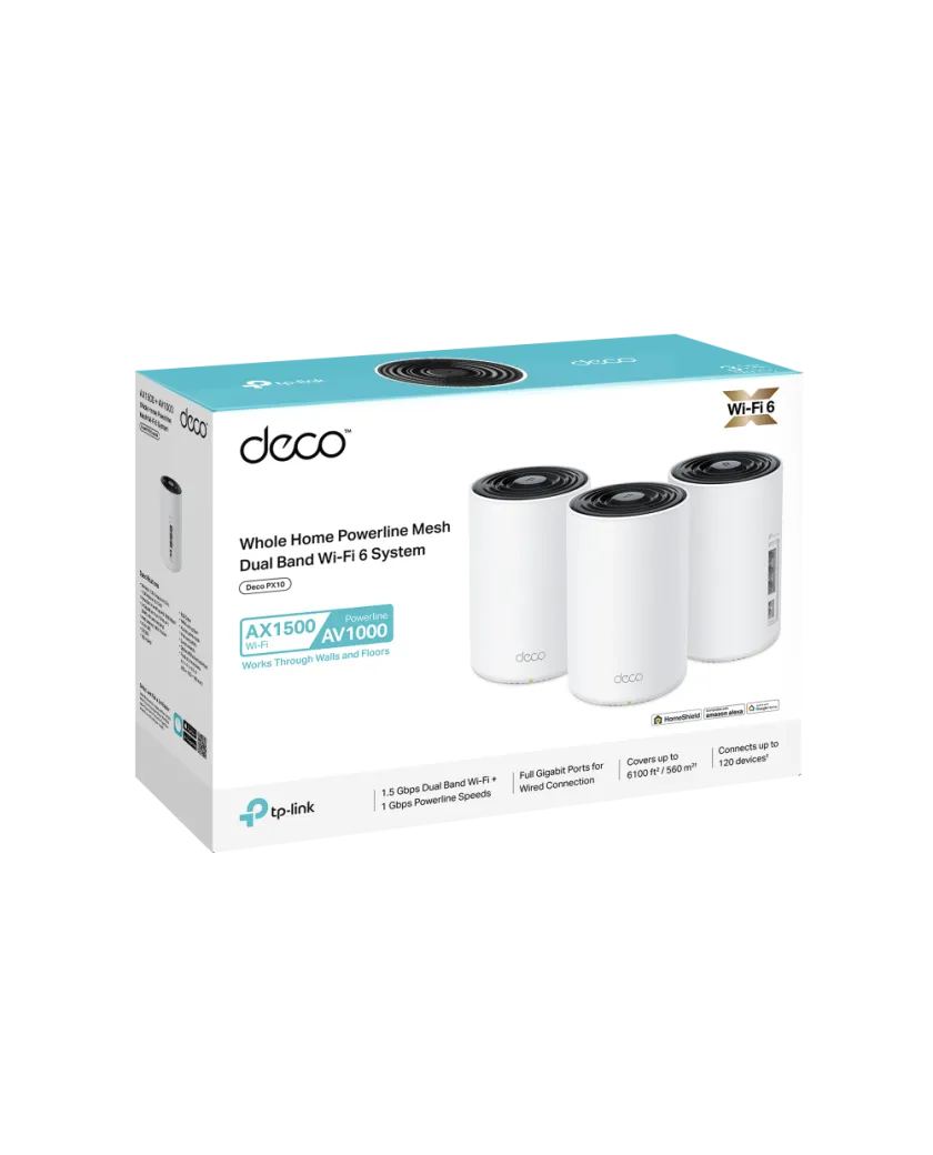 TP-Link Deco PX10 (3-Pack) / AX1500 + AV1000 Mesh-система Wi-Fi 6 с Powerline