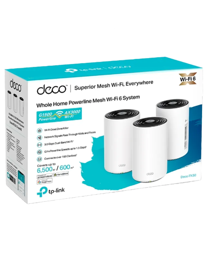 TP-Link Deco PX50 (3-Pack) / AX3000 Mesh-система Wi-Fi 6 с Powerline G1500