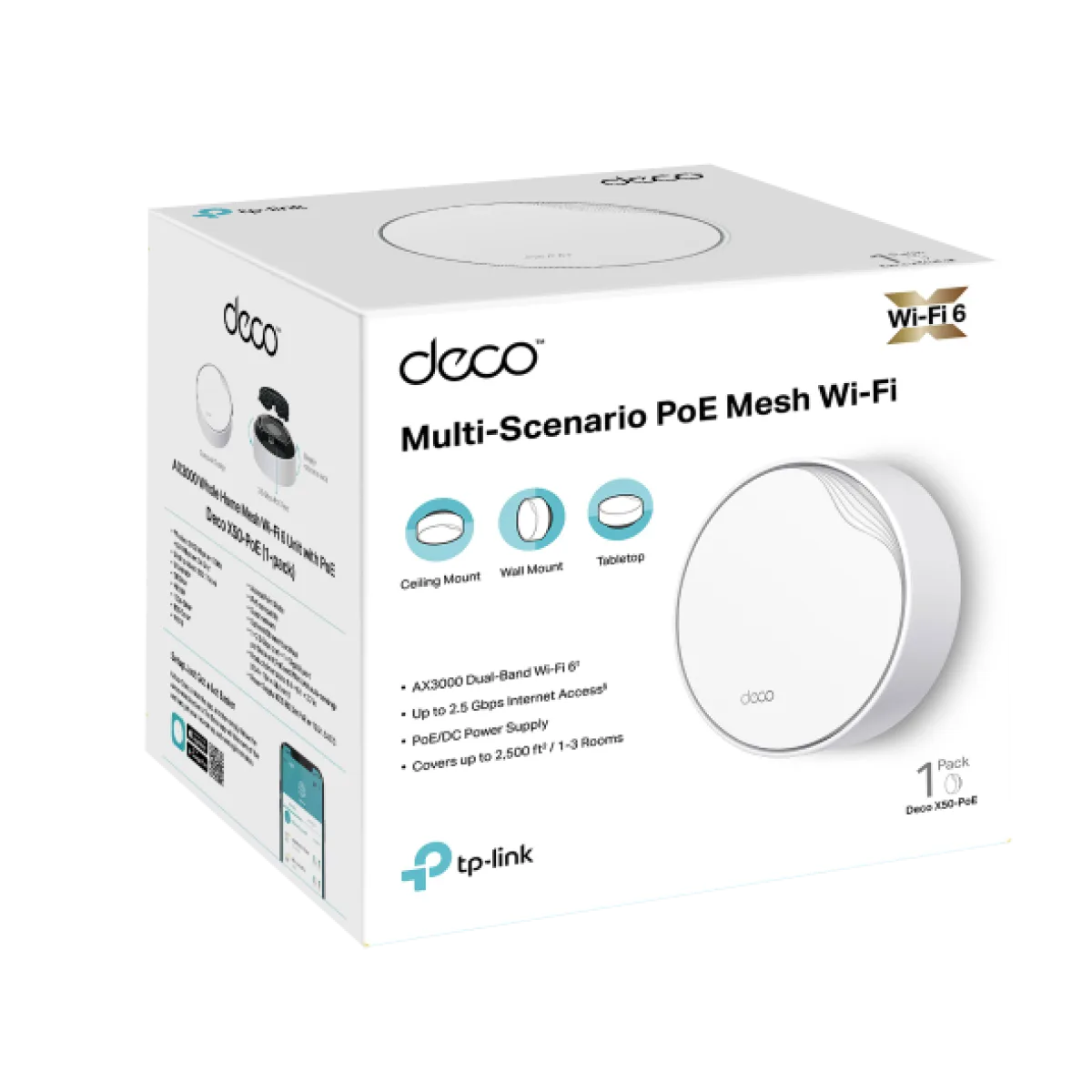 TP-Link Deco X50-PoE (1-Pack) / AX3000 Mesh-система Wi-Fi 6 с поддержкой PoE