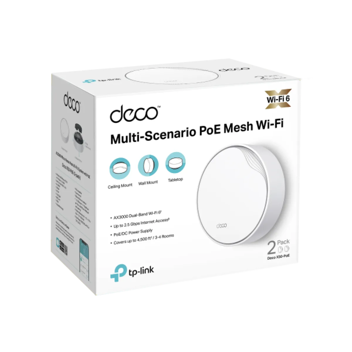 TP-Link Deco X50-PoE (2-Pack) / AX3000 Mesh-система Wi-Fi 6 с поддержкой PoE