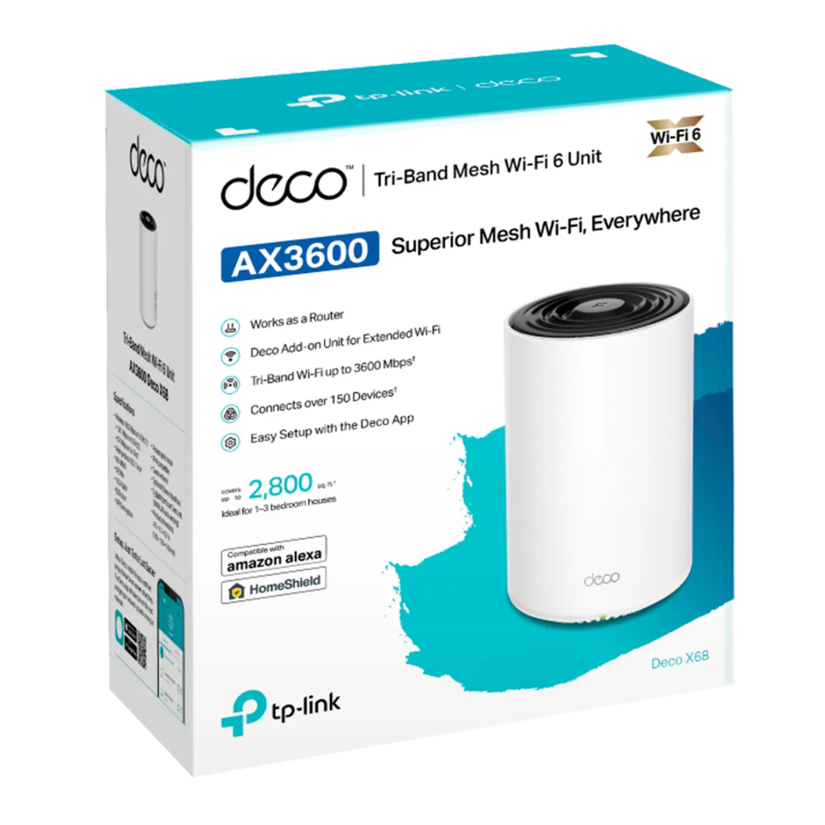 TP-Link Deco X68 (1-Pack) / AX3600 Трехдиапазонная Mesh-система Wi-Fi 6