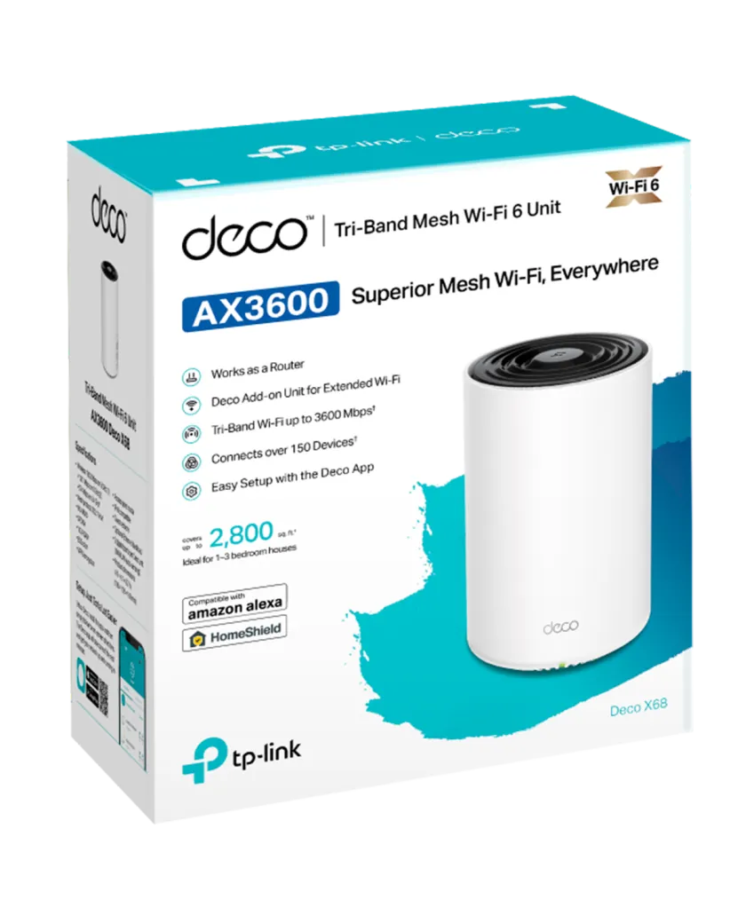 TP-Link Deco X68 (1-Pack) / AX3600 Трехдиапазонная Mesh-система Wi-Fi 6