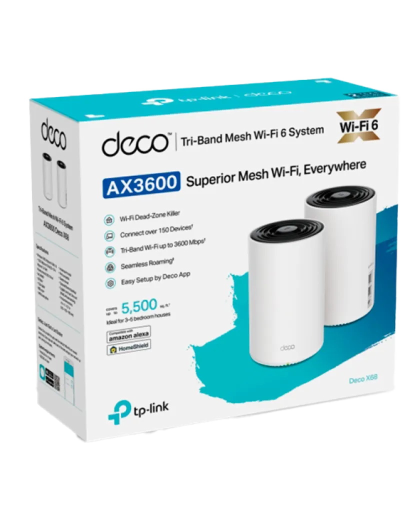 TP-Link Deco X68 (2-Pack) / AX3600 Трехдиапазонная Mesh-система Wi-Fi 6