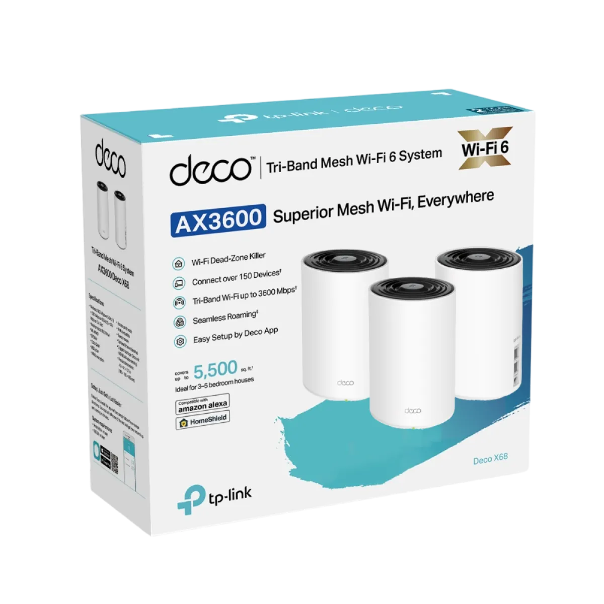 TP-Link Deco X68 (3-Pack) / AX3600 Трехдиапазонная Mesh-система Wi-Fi 6