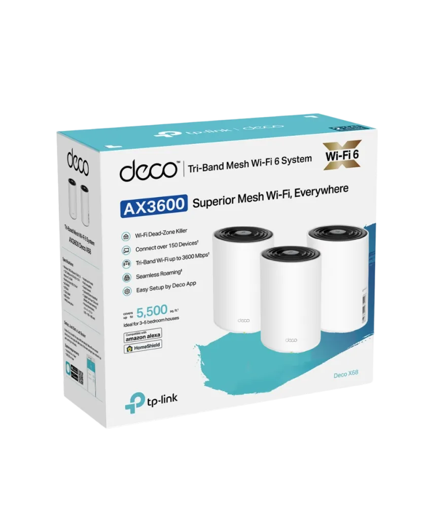 TP-Link Deco X68 (3-Pack) / AX3600 Трехдиапазонная Mesh-система Wi-Fi 6