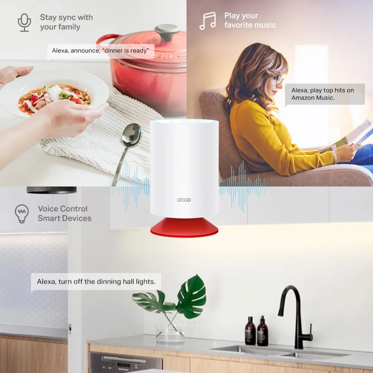 TP-Link Deco Voice X20 (2-Pack) / AX1800 Mesh-система Wi-Fi 6 с умной колонкой Amazon Alexa