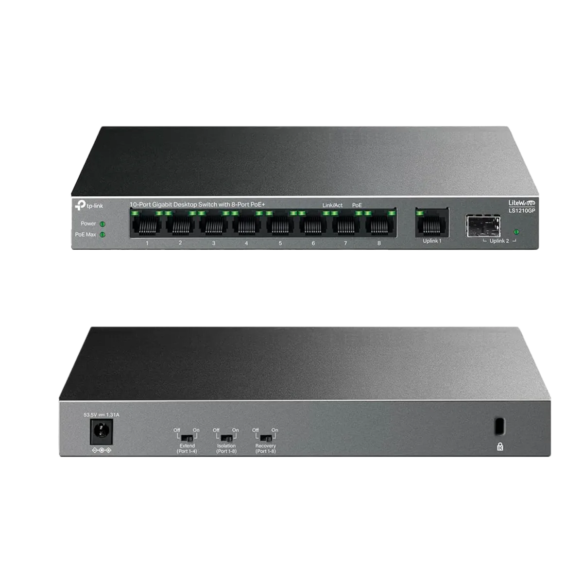 TP-Link LS1210GP / Настольный гигабитный коммутатор на 10 портов с поддержкой PoE+ на 8 портов.