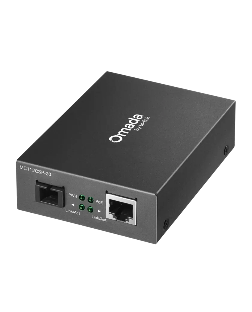TP-Link MC112CSP-20 / 100 Мбит/с WDM-медиаконвертер Fast Ethernet с PoE 802.3af, SC/UPC, до 20 км
