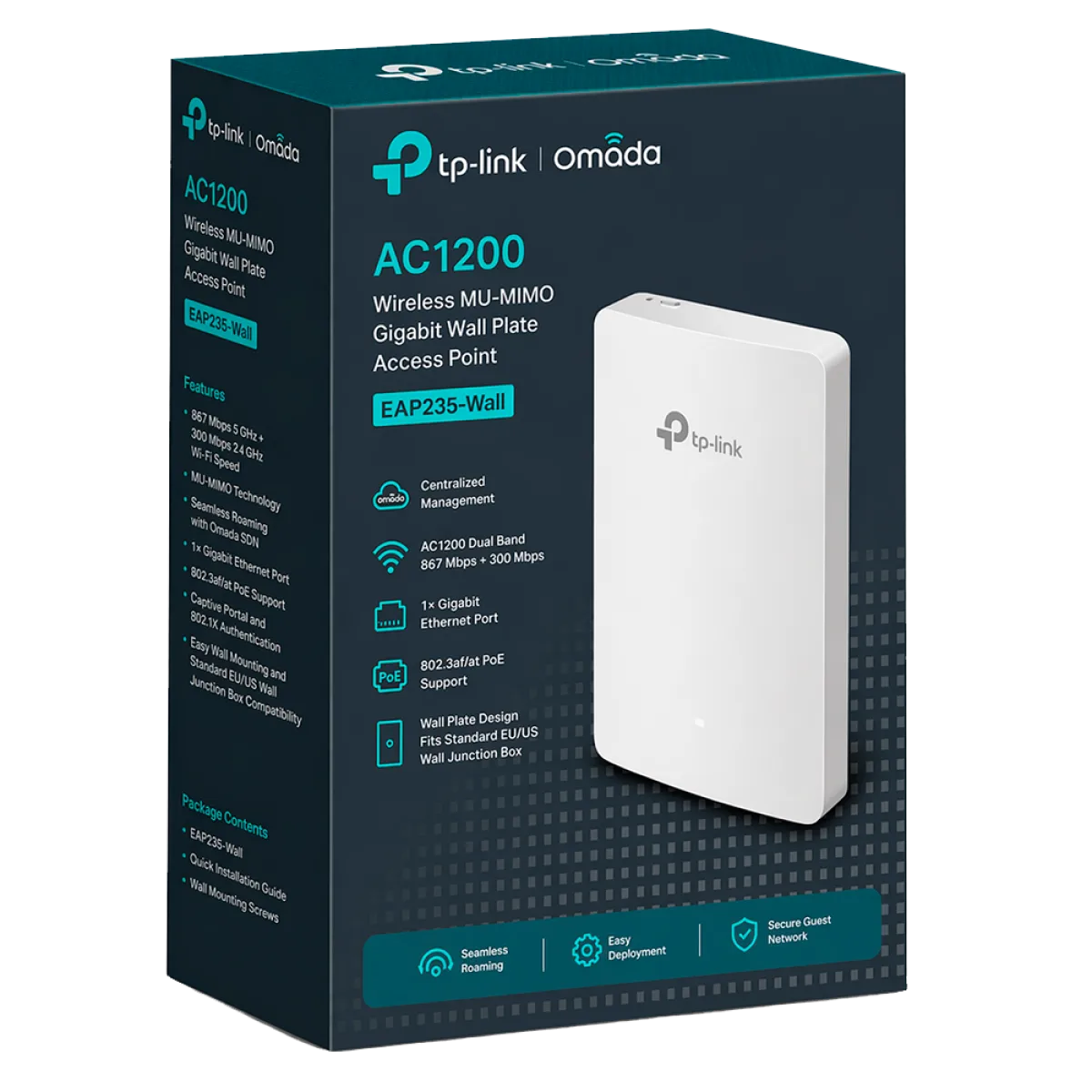 TP-Link Omada EAP235-Wall / AC1200 Гигабитная беспроводная настенная точка доступа Wi-Fi