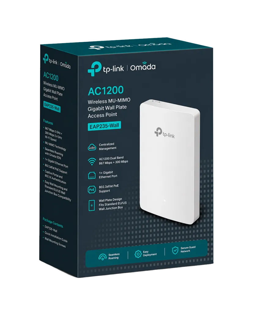 TP-Link Omada EAP235-Wall / AC1200 Гигабитная беспроводная настенная точка доступа Wi-Fi