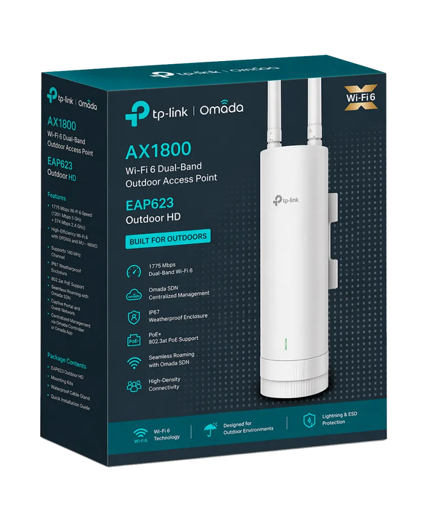 TP-Link Omada EAP623-Outdoor HD / AX1800 Гигабитная беспроводная точка доступа Wi-Fi 6 для наружного использования