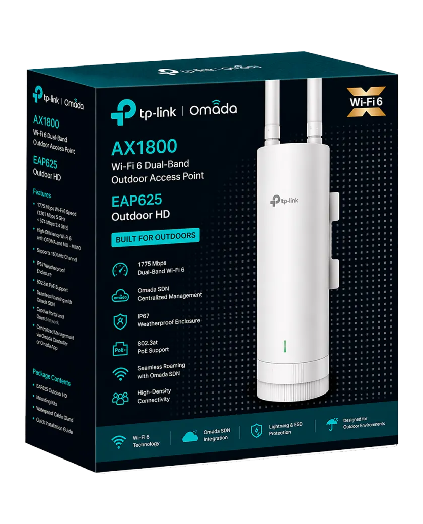 TP-Link Omada EAP625-Outdoor HD / AX1800 Гигабитная беспроводная точка доступа Wi-Fi 6 для наружного использования