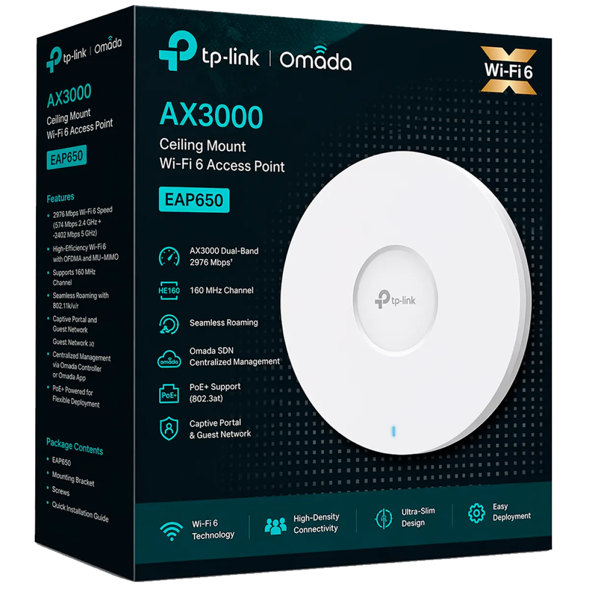 TP-Link Omada EAP650 / AX3000 Гигабитная беспроводная потолочная точка доступа Wi-Fi 6