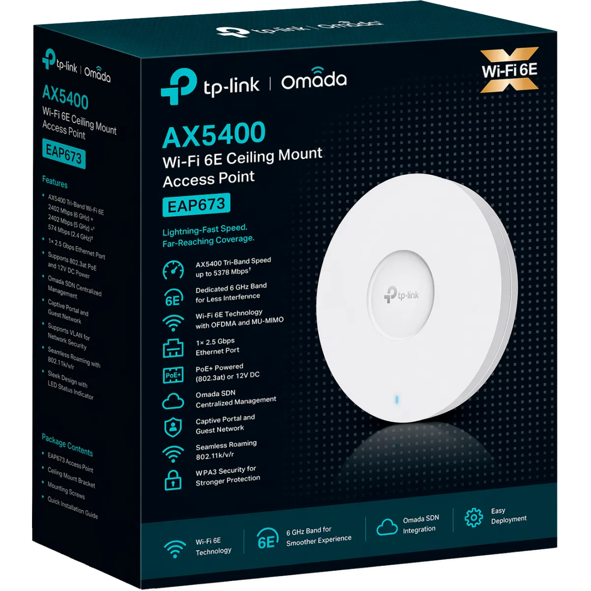 TP-Link Omada EAP673 / AX5400 Гигабитная беспроводная потолочная точка доступа Wi-Fi 6