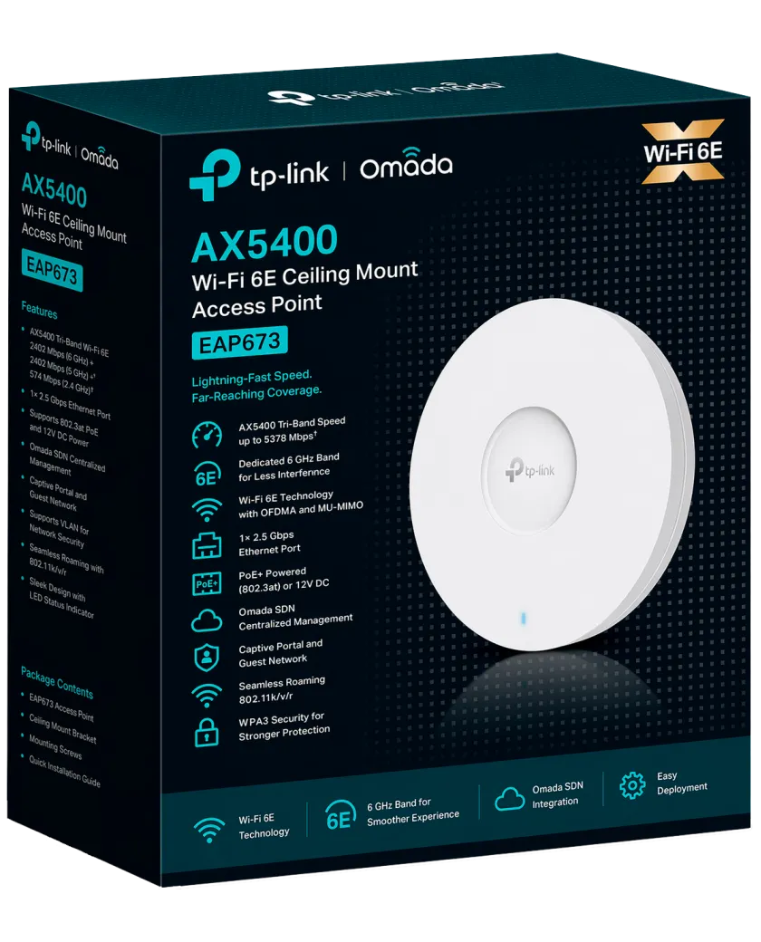 TP-Link Omada EAP673 / AX5400 Гигабитная беспроводная потолочная точка доступа Wi-Fi 6