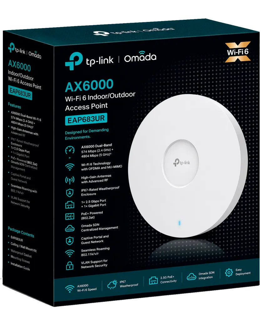 TP-Link Omada EAP683 UR / AX6000 Гигабитная беспроводная потолочная точка доступа Wi-Fi 6