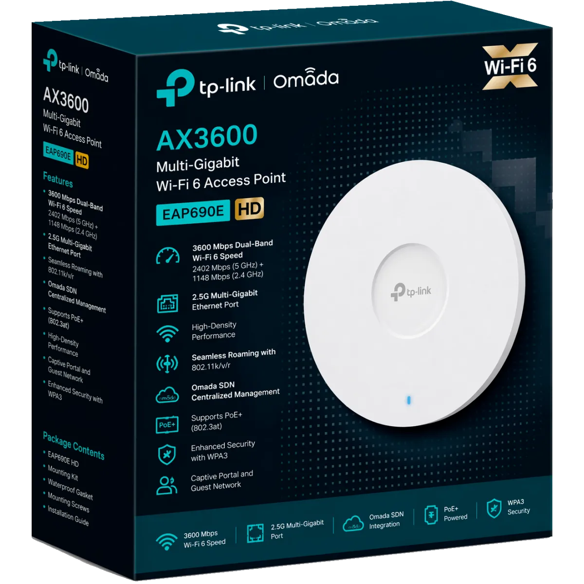 TP-Link Omada EAP690E HD / AXE11000 Гигабитная беспроводная потолочная точка доступа Wi-Fi 6