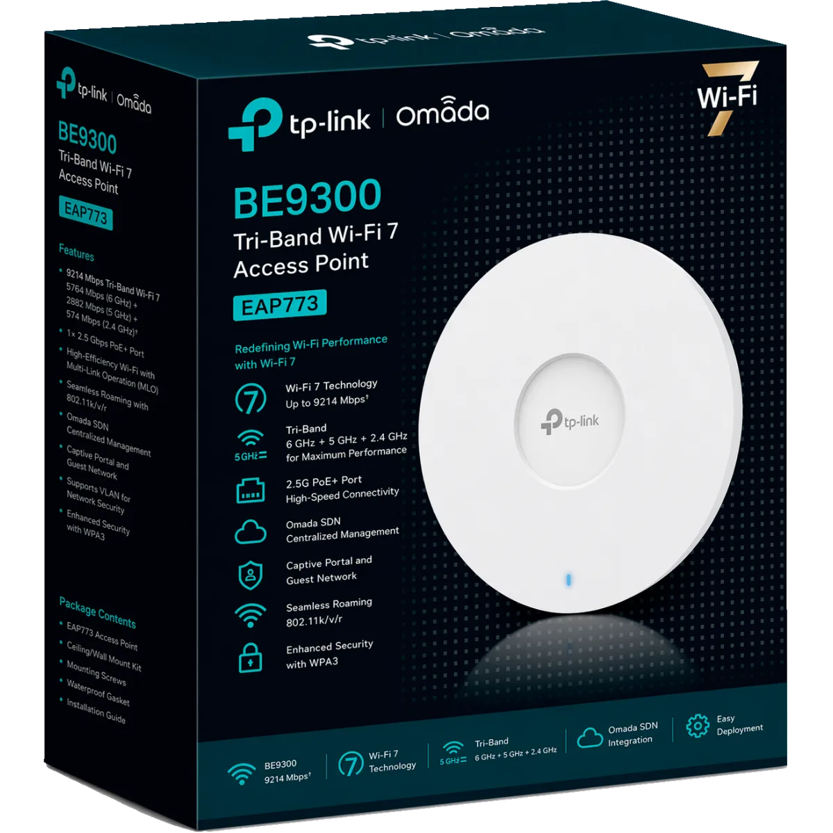 TP-Link Omada EAP773 / BE9300 Гигабитная беспроводная потолочная точка доступа Wi-Fi 7