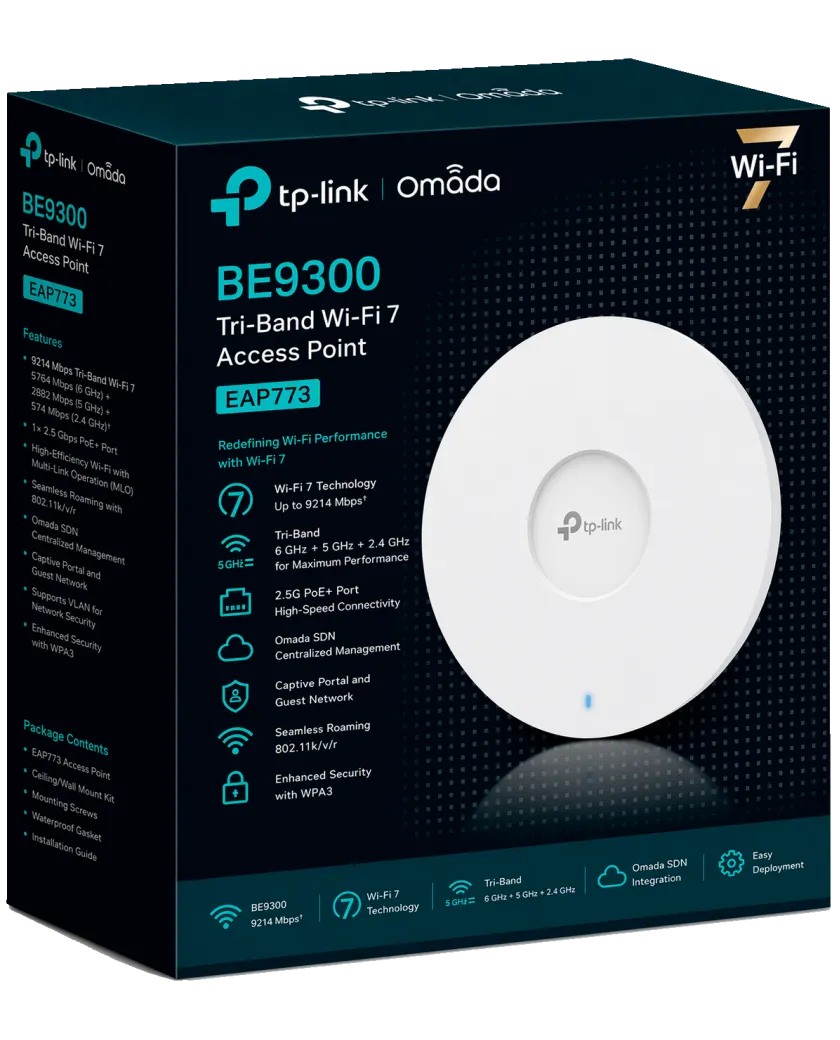 TP-Link Omada EAP773 / BE9300 Гигабитная беспроводная потолочная точка доступа Wi-Fi 7