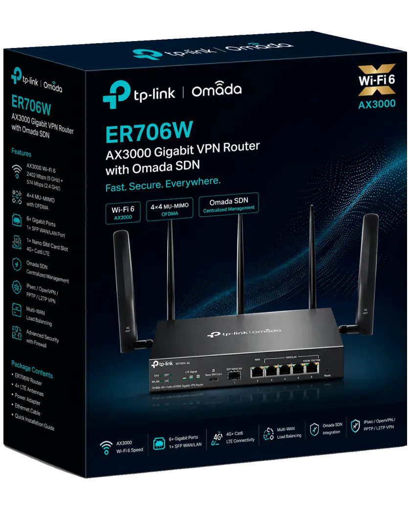 TP-Link Omada ER706W / AX3000 Гигабитный VPN-маршрутизатор Omada
