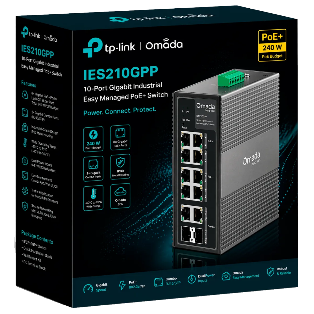 TP-Link Omada IES210GPP / Гигабитный коммутатор Omada с 10 портами и поддержкой PoE+ (8 портов)