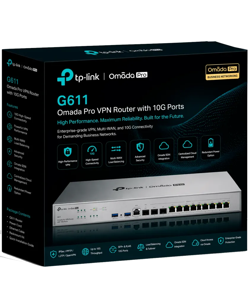TP-Link Omada Pro G611 / Multi-WAN VPN-маршрутизатор с портами 10Gb