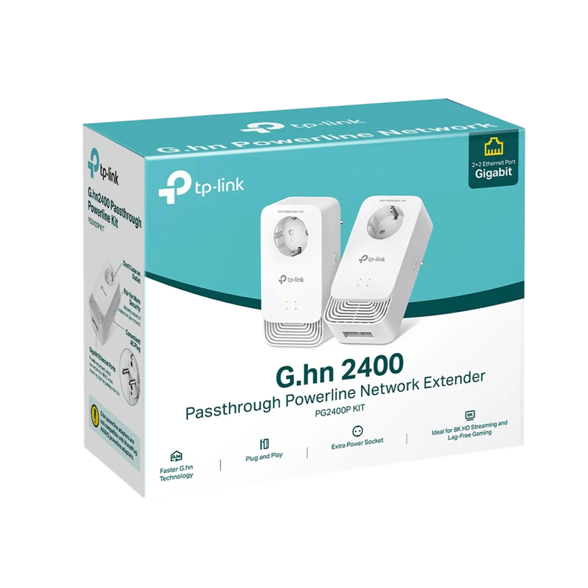 TP-Link PG2400P KIT / G.hn2400 Комплект гигабитных Powerline-адаптеров MIMO с розеткой, 2 модуля, 1428 Мбит/с