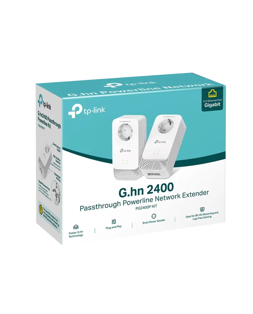 TP-Link PG2400P KIT / G.hn2400 Комплект гигабитных Powerline-адаптеров MIMO с розеткой, 2 модуля, 1428 Мбит/с