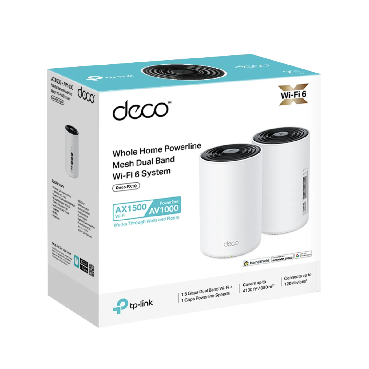 TP-Link Deco PX10 (2-Pack) AX1500 + AV1000 Wi-Fi 6