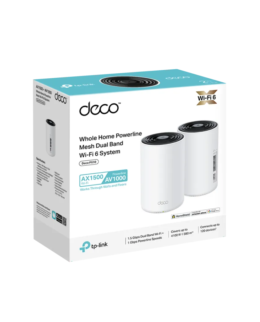 TP-Link Deco PX10 (2-Pack) AX1500 + AV1000 Wi-Fi 6