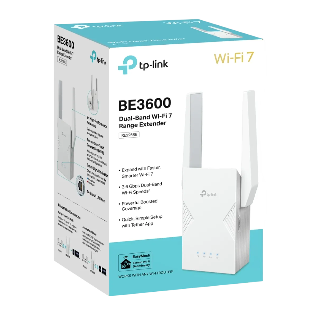 TP-Link RE225BE / BE3600 Двухдиапазонный усилитель сигнала Wi-Fi 7 с EasyMesh, MLO и Gigabit Ethernet