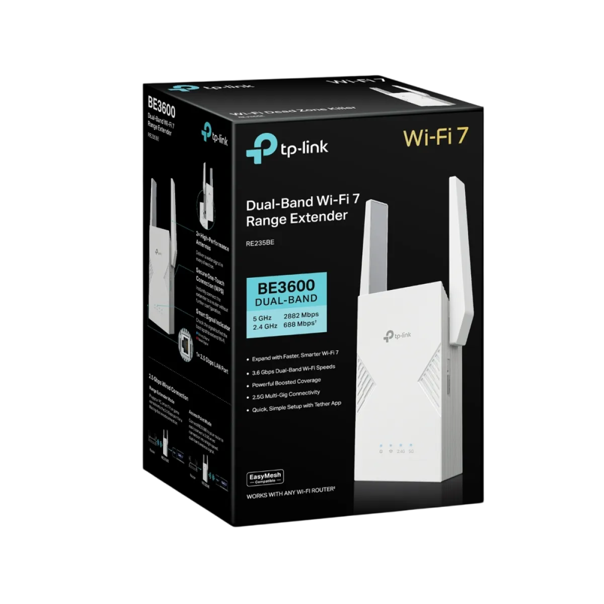 TP-Link RE235BE / BE3600 Двухдиапазонный усилитель сигнала Wi-Fi 7 с EasyMesh, MLO и портом 2.5GbE