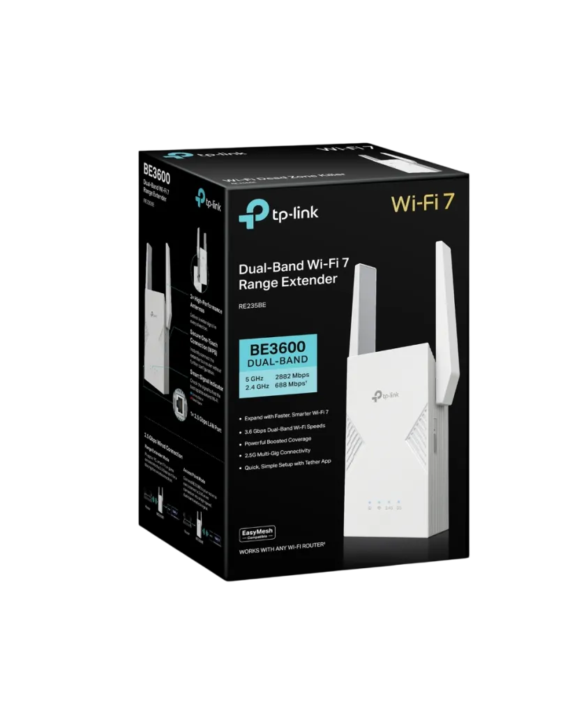 TP-Link RE235BE / BE3600 Двухдиапазонный усилитель сигнала Wi-Fi 7 с EasyMesh, MLO и портом 2.5GbE