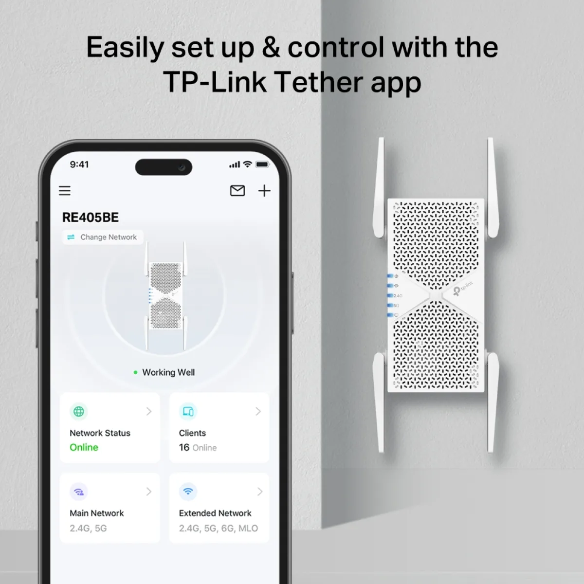 TP-Link RE405BE / BE6500 Двухдиапазонный усилитель сигнала Wi-Fi 7 с 2.5GbE, EasyMesh и MLO