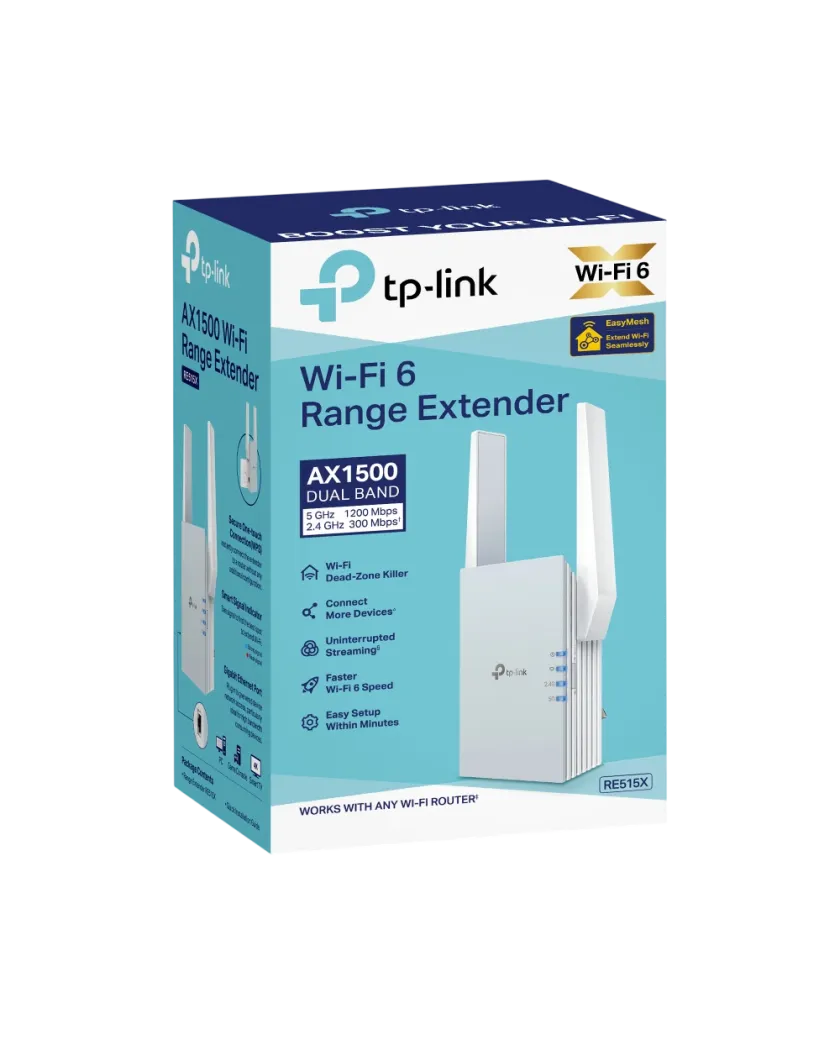 TP-Link RE515X / AX1500 Двухдиапазонный усилитель сигнала Wi-Fi 6 с EasyMesh и Gigabit Ethernet
