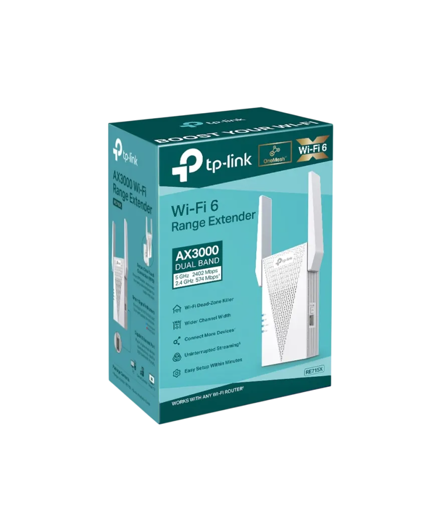 TP-Link RE715X / AX3000 Двухдиапазонный усилитель сигнала Wi-Fi 6 с EasyMesh, 160 МГц и Gigabit Ethernet