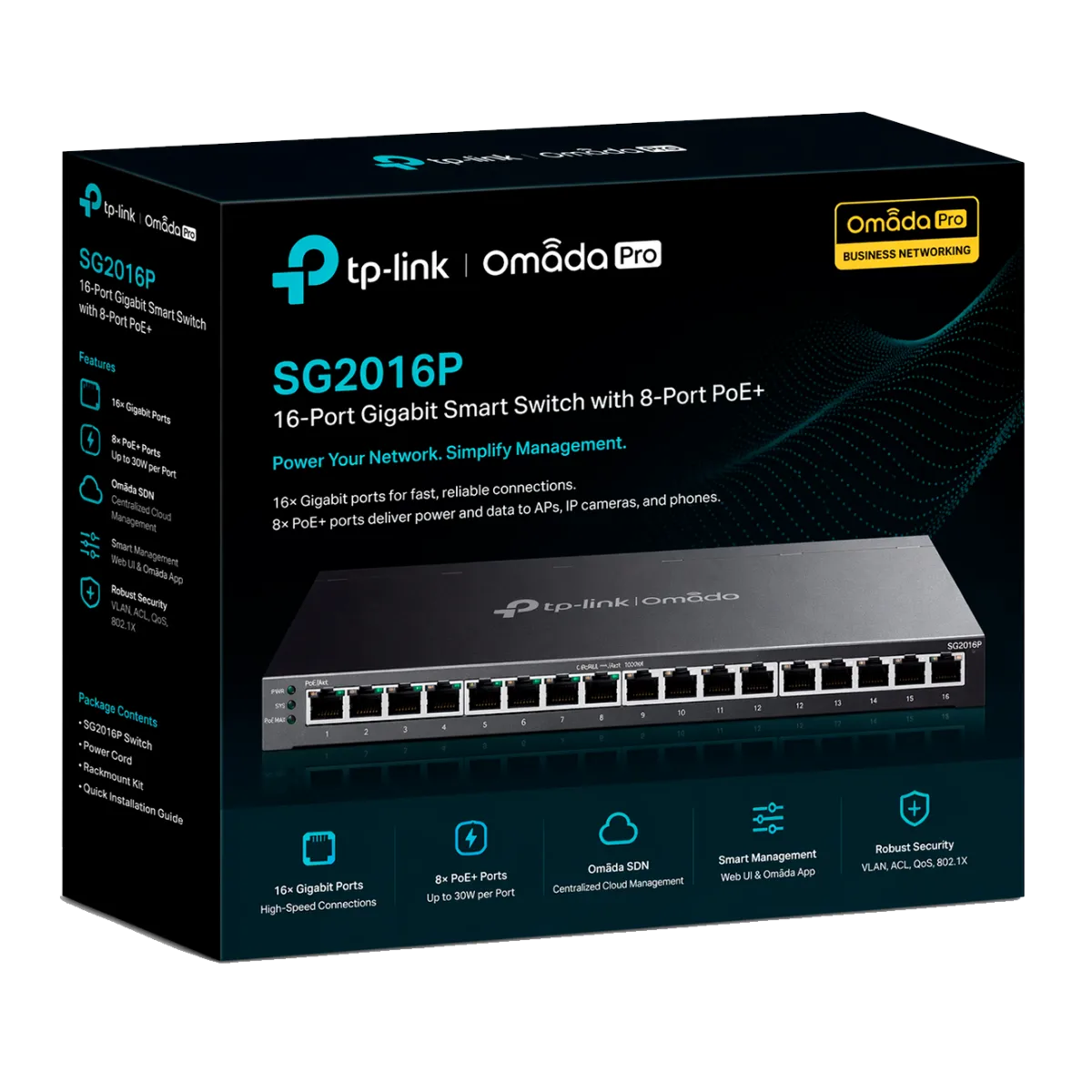 TP-Link Omada SG2016P / Интеллектуальный гигабитный коммутатор на 16 портов с поддержкой PoE+ на 8 портов