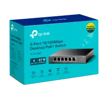 TP-Link TL-SF1006P / 6-портовый настольный коммутатор с 4 портами PoE+