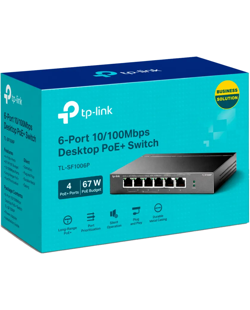 TP-Link TL-SF1006P / 6-портовый настольный коммутатор с 4 портами PoE+