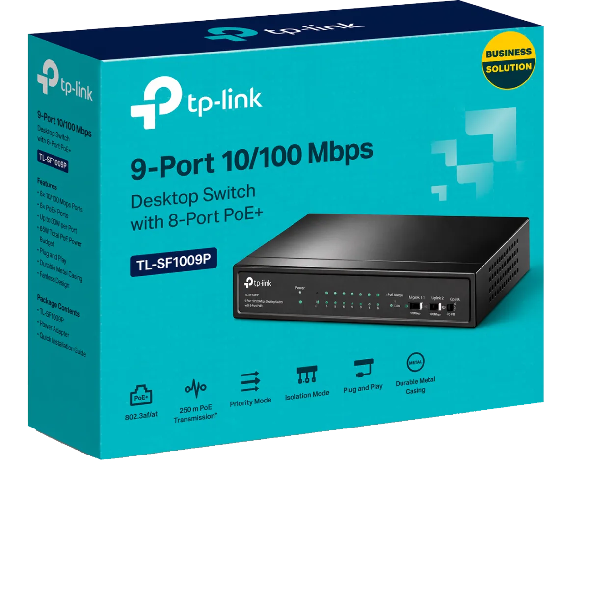 TP-Link TL-SF1009P / 9-портовый настольный коммутатор с 8-портами PoE+
