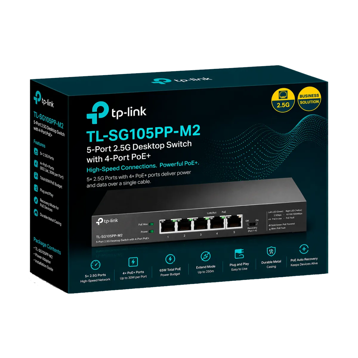 TP-Link TL-SG105S-M2 / 5-портовый настольный коммутатор 2,5G Multi Gigabit