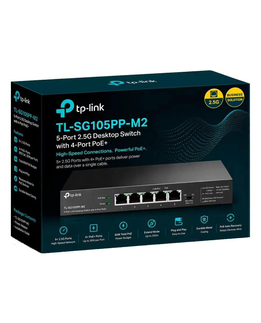 TP-Link TL-SG105S-M2 / 5-портовый настольный коммутатор 2,5G Multi Gigabit