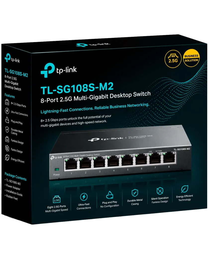 TP-Link TL-SG108S-M2 / 8-портовый настольный коммутатор 2,5G Multi Gigabit