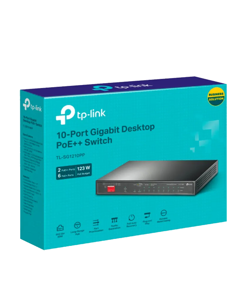 TP-Link TL-SG1210PP / Настольный гигабитный коммутатор на 10 портов с 6 портами PoE+ и 2 портами PoE++